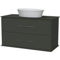 Duarti by Calypso Kentchurch Juniper Green Wall Hung Vanity with Hanbury Countertop Basin, Worktop & Chrome Handles - 1000mm