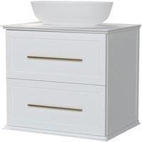 Duarti by Calypso Kentchurch Glacier White Wall Hung Vanity with Bredon Countertop Basin, Worktop & Brass Handles - 600mm