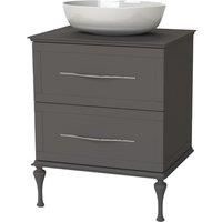 Duarti by Calypso Kentchurch Strata Grey Vanity with Bredon Countertop Basin, 200mm Legs, Worktop & Chrome Handles - 600mm