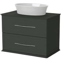 Duarti by Calypso Kentchurch Juniper Green Wall Hung Vanity with Hanbury Countertop Basin, Worktop & Chrome Handles - 750mm