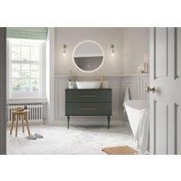 Duarti by Calypso Kentchurch Juniper Green Vanity with Hanbury Countertop Basin, 200mm Legs, Worktop & Brass Handles - 1000mm