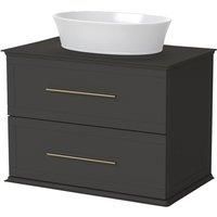 Duarti by Calypso Kentchurch Strata Grey Wall Hung Vanity with Hanbury Countertop Basin, Worktop & Brass Handles - 750mm