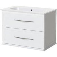 Duarti by Calypso Kentchurch Glacier White Wall Hung Vanity with Farley Recessed Basin & Chrome Handles - 750mm