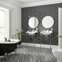 Wickes Boutique Camden Graphite Gloss Ceramic Wall Tile 150x400mm Pk/17