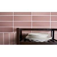 Wickes Boutique Richmond Blossom Pink Gloss Ceramic Wall Tile 245 x 75mm PK/54