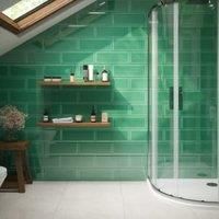 Wickes Boutique Camden Thyme Green Gloss Ceramic Wall Tile - 150 x 400mm - Pack of 17