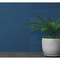 Wickes Boutique Flair Gradient Plain Blue Gloss Ceramic Wall Tile 300x75mm Pk/20