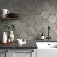 Wickes Boutique Hive Steel Matt Porcelain Wall & Floor Tile 202x175mm Pk/37