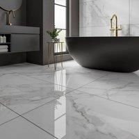 Wickes Boutique Thea Gold Polished Porcelain Wall & Floor Tile 1200x600mm Pk/2