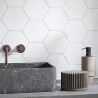 Wickes Boutique Wisteria Hexagon White Gloss Ceramic Wall Tile - 173 x 150mm - Pack of 44