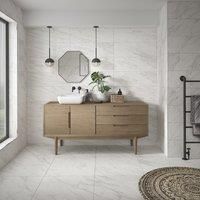 Wickes Boutique Calatrava Marble Matt Ceramic Wall Tile 750x250mm Pk/7