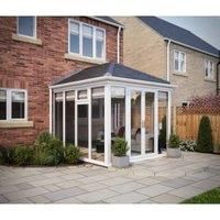 SOLid Roof Full Height Edwardian Conservatory White Frames with Titanium Grey Tiles - 13 x 10ft