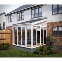 SOLid Roof Full Height Lean To Conservatory with White Frame & Titanium Grey Tiles - 4 x 4m