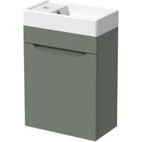Wickes Malmo Reed Green Wall Hung J Pull Vanity Unit & Basin - 400mm