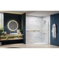 Nexa By Merlyn 8mm Chrome Wet Room Curved Shower Screen with 1m Bracing Bar - 2000 x 900mm