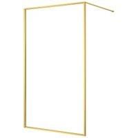 Nexa By Merlyn 8mm Brushed Brass Framed Wet Room Shower Screen with 1m Bracing Bar - 2015 x 900mm