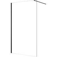 Nexa By Merlyn 8mm Black Frameless Wet Room Shower Screen with 1m Bracing Bar - 2015 x 760mm