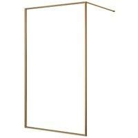 Nexa By Merlyn 8mm Brushed Bronze Framed Wet Room Shower Screen with 1m Bracing Bar - 2015 x 1200mm