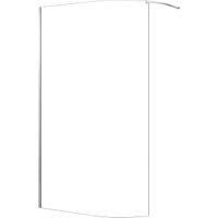 Nexa By Merlyn 8mm Chrome Wet Room Curved Shower Screen with 1m Bracing Bar - 2000 x 1000mm