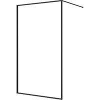 Nexa By Merlyn 8mm Black Framed Wet Room Shower Screen with 1m Bracing Bar - 2015 x 800mm