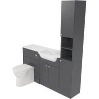 Deccado Benham Charcoal Grey Right Hand 1500mm Fitted Tower, Vanity & Toilet Pan Unit Combination with Right Hand Basin