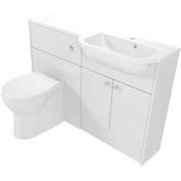Deccado Benham Bright White Right Hand 1200mm Slimline Fitted Vanity & Toilet Pan Unit Combination with Right Hand Basin
