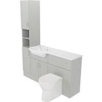 Deccado Padworth Whisper Grey Left Hand 1500mm Fitted Tower, Vanity & Toilet Pan Unit Combination with Left Hand Basin