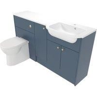 Deccado Benham Juniper Blue Right Hand 1500mm Fitted Vanity & Toilet Pan Unit Combination with Right Hand Basin