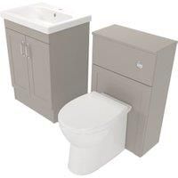Deccado Padworth Soft Suede 600mm Freestanding Vanity & 500mm Toilet Pan Unit with Basin Modular Combination