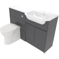 Deccado Clifton Charcoal Grey Right Hand 1200mm Fitted Vanity & Toilet Pan Unit Combination with Right Hand Basin
