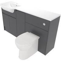 Deccado Clifton Charcoal Grey Left Hand 1500mm Fitted Vanity & Toilet Pan Unit Combination with Left Hand Basin