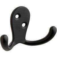 Wickes Matt Black Double Robe Hook - Pack of 2