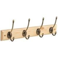 Wickes 4 Antique Brass Hooks on Artificial Oak Rail