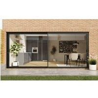 JCI Grey Aluminium Inline Sliding Patio Door Set - 2990mm