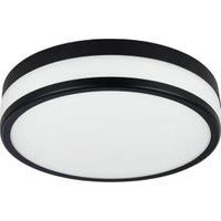 Eglo Palermo LED Glass Flush Bathroom Ceiling Light - Black Steel