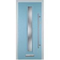 Door-Stop Cottage Duck Egg Blue Left Hand Composite Door with Long Narrow Glazing - 840 x 2100mm