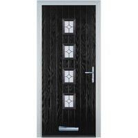 Door-Stop 4 Square Black Left Hand Composite Door with Flair Glass - 920 x 2100mm