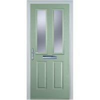 Door-Stop 2 Panel 2 Square Chartwell Green Right Hand Composite Door with Stippolyte Glass - 920 x 2100mm
