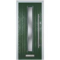 Door-Stop Cottage Green Left Hand Composite Door with Long Narrow Glazing - 920 x 2100mm