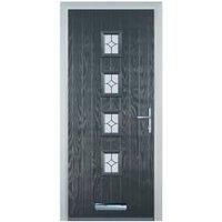 Door-Stop 4 Square Anthracite Grey Left Hand Composite Door with Flair Glass - 920 x 2100mm