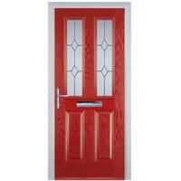 Door-Stop 2 Panel 2 Square Red Right Hand Composite Door - 840 x 2100mm