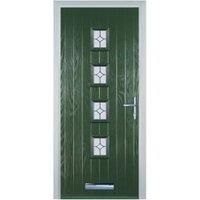 Door-Stop 4 Square Green Left Hand Composite Door with Flair Glass - 840 x 2100mm