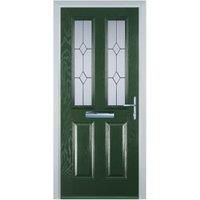 Door-Stop 2 Panel 2 Square Green Left Hand Composite Door - 840 x 2100mm
