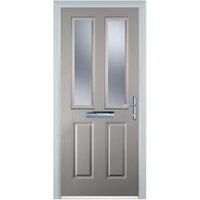 Door-Stop 2 Panel 2 Square Agate Grey Left Hand Composite Door with Stippolyte Glass - 920 x 2100mm