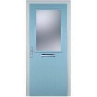 Door-Stop Cottage Half Glazed Duck Egg Blue Right Hand Composite Door - 840 x 2100mm
