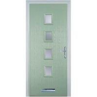 Door-Stop 4 Square Chartwell Green Left Hand Composite Door with Stippolyte Glass - 840 x 2100mm