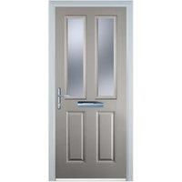 Door-Stop 2 Panel 2 Square Agate Grey Right Hand Composite Door with Stippolyte Glass - 920 x 2100mm