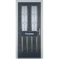 Door-Stop 2 Panel 2 Square Anthracite Grey Left Hand Composite Door - 840 x 2100mm