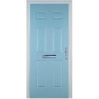 Door-Stop 6 Panel Duck Egg Blue Left Hand Composite Door - 840 x 2100mm