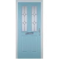 Door-Stop 2 Panel 2 Square Duck Egg Blue Left Hand Composite Door - 840 x 2100mm